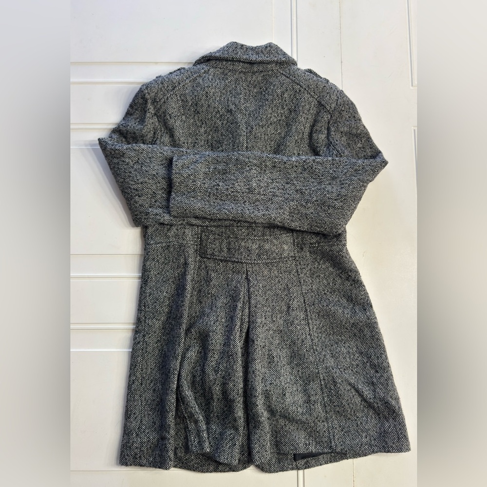 Guess Women’s Size Small Wool Blend Zip Up Long Peacoat Jacket Tweed - Picture 9 of 10